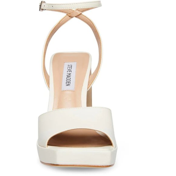 STEVE MADDEN PROPEL WHITE LEAT PLATFORM HEEL - Picture 2 of 3